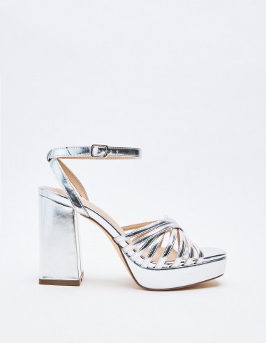 SANDALIA TACÓN  EFECTO METALIZADO