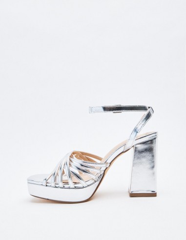 SANDALIA TACÓN  EFECTO METALIZADO