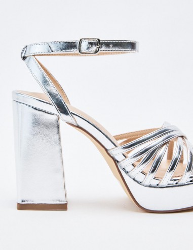 SANDALIA TACÓN  EFECTO METALIZADO