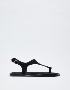 SANDALIA PLANA EFECTO SERRAJE