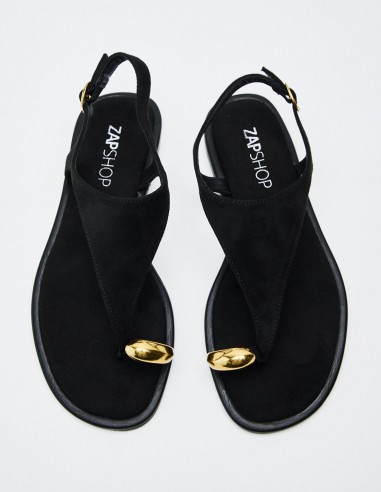 SANDALIA PLANA EFECTO SERRAJE