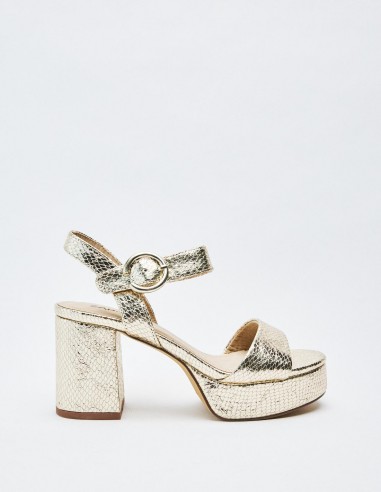 SANDALIA TACÓN EFECTO METALIZADO