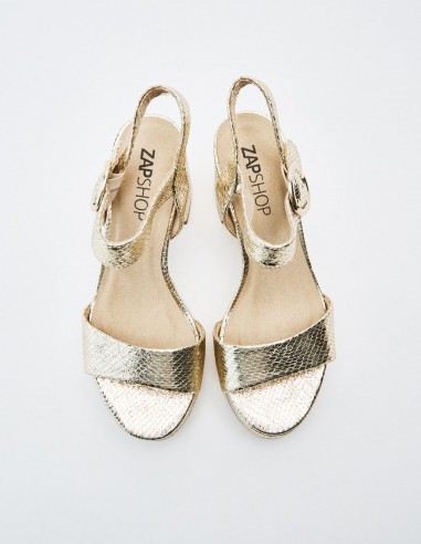 SANDALIA TACÓN EFECTO METALIZADO