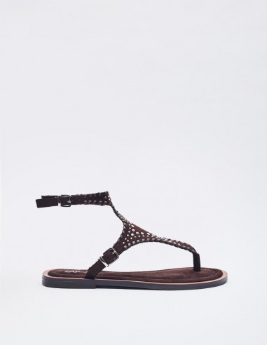 SANDALIA PLANA EFECTO SERRAJE