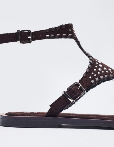 SANDALIA PLANA EFECTO SERRAJE