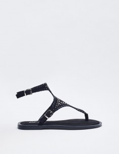 SANDALIA PLANA EFECTO SERRAJE