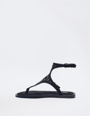 SANDALIA PLANA EFECTO SERRAJE