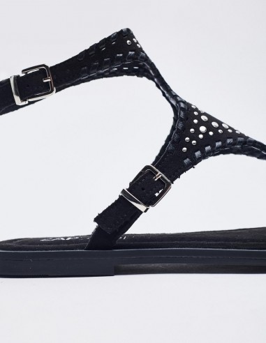 SANDALIA PLANA EFECTO SERRAJE