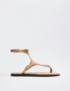 SANDALIA  PLANA EFECTO SERRAJE