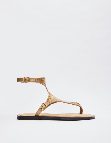 SANDALIA  PLANA EFECTO SERRAJE