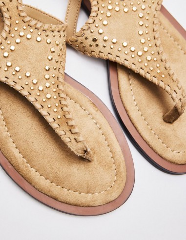 SANDALIA  PLANA EFECTO SERRAJE