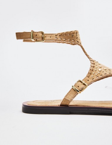 SANDALIA  PLANA EFECTO SERRAJE