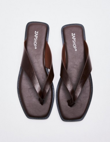 SANDALIA EFECTO PIEL PLANA