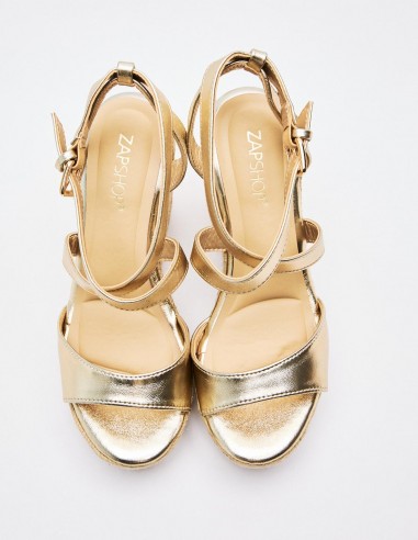 SANDALIA CUÑA METALIZADO